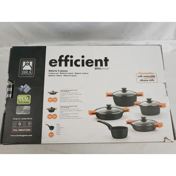 BRA Efficient: Batería de Cocina 5 Piezas de Aluminio Fundido Antiadherente