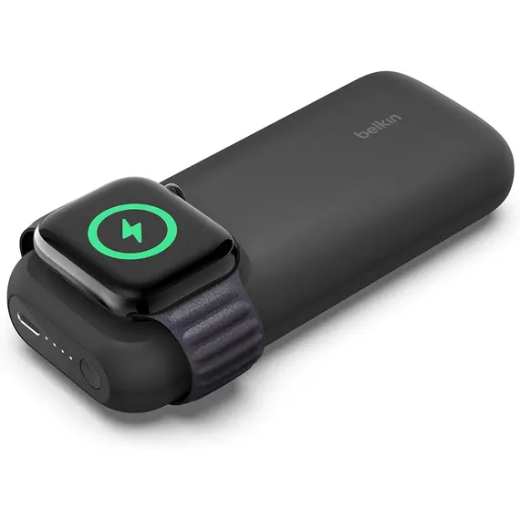 Powerbank Belkin BoostCharge Pro 10000mAh negro con puerto USB-C, mostrando su diseño compacto y elegante