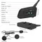 Complete setup of the EJEAS V6 Pro+ Bluetooth headset installed on a motorcycle